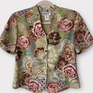Pendleton vintage rose floral print cottage core button up blouse